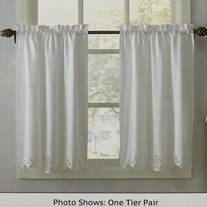 Window Curtain Tiers-- Rod Pocket 58"W x 36"L White